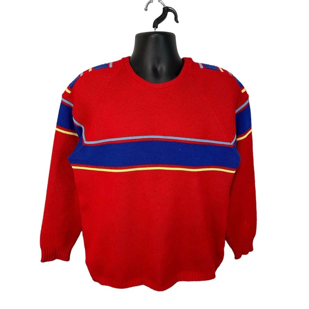 Vintage Jersild Distinctive Sportswear Knit Colorblock Sweater Red Blue Size XL
